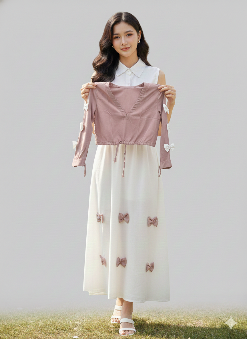 Cs017- 2pc Imported Grip Bow Style Maxi With Top