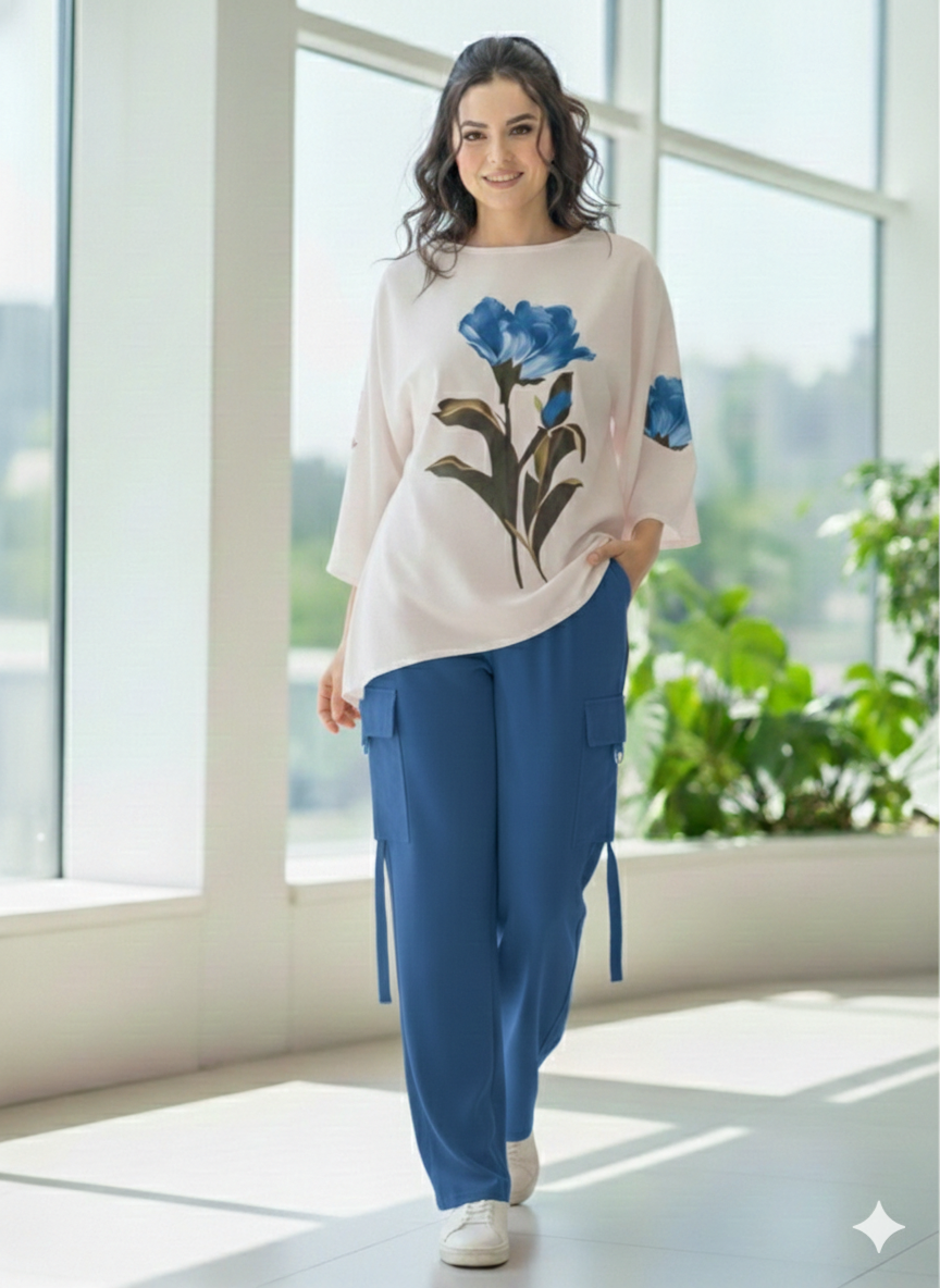 Cs003- Grip Floral T-Shirt With Cargo Trouser 2pc