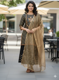 Lf017- 3pc Shafoon Working Shirt With Katan Flapper And Dupatta