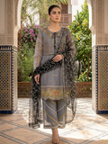 Lf074- 4pc Organza Embroidered Frock With Kurti And Trouser And Net Embroidered Dupatta