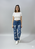 J017- Waist Butterfly Baggy Jeans