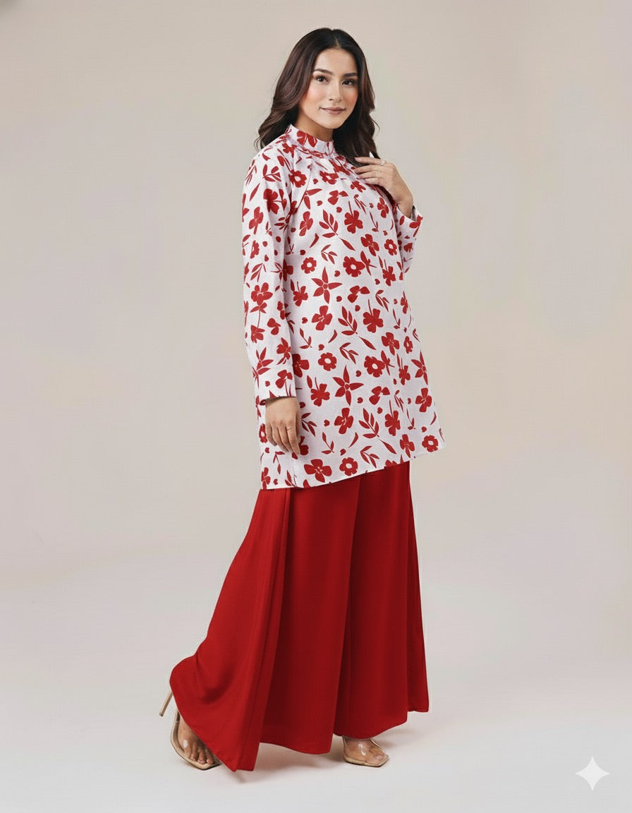 Grip Printed Top With Flapper