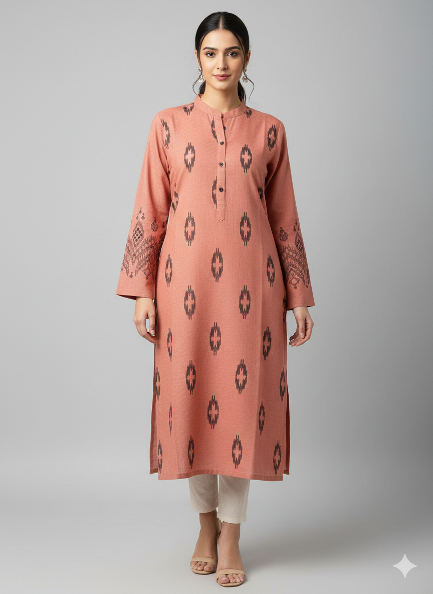 St007- Long Length Embroidered Top