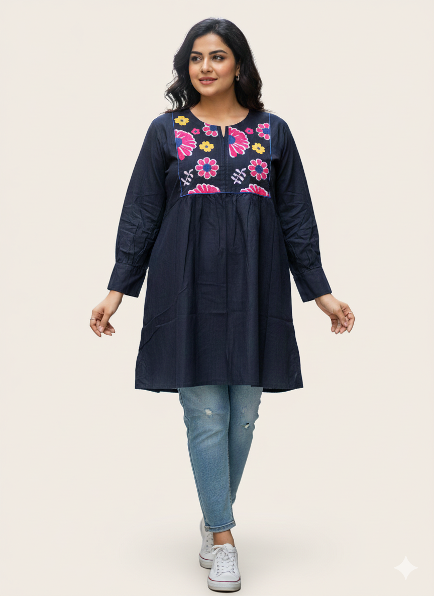 St024- Floral Embroidered Top