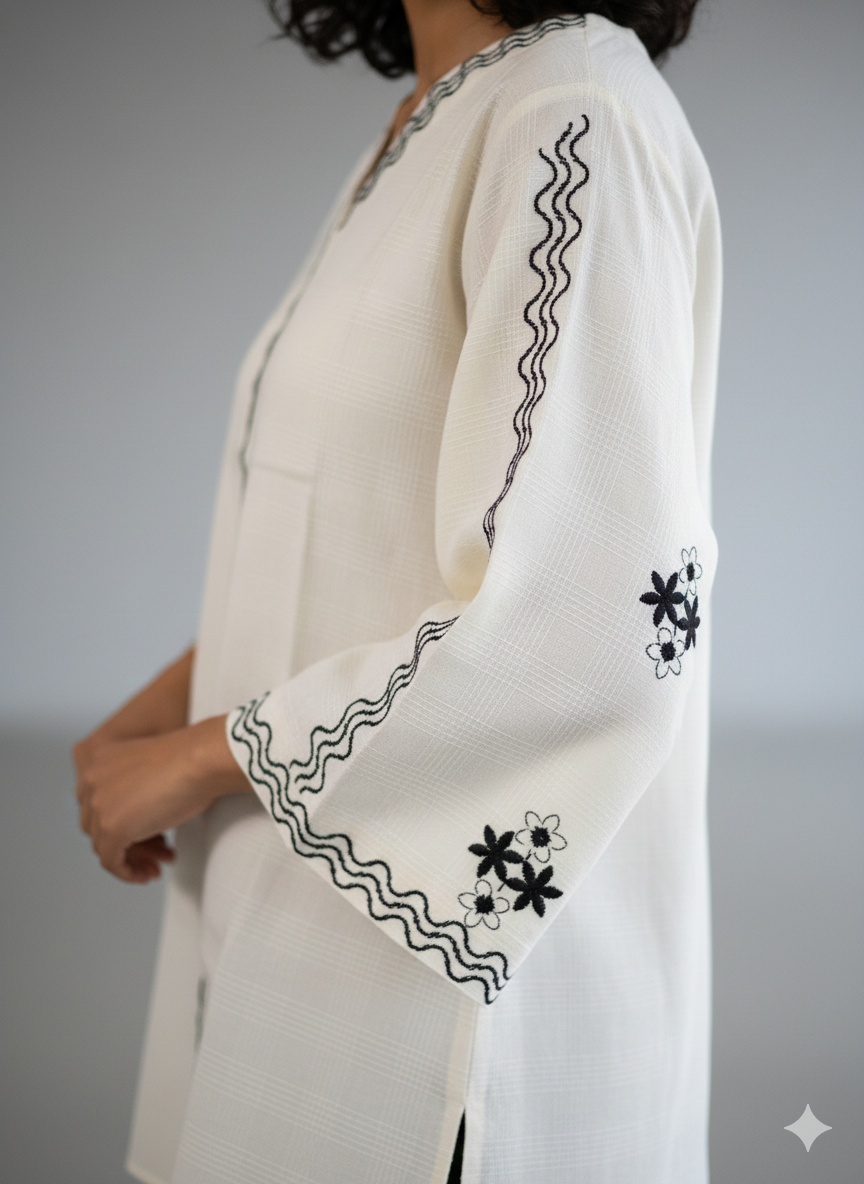 St005 - Royal Sleeves Embroidered Top