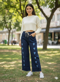 J011- Trending Heart Embroidered Baggy Jeans