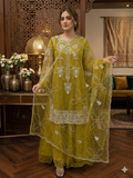 Lf057- 3pc Net Maxi With Upper Handmade Shirt And Net Dupatta