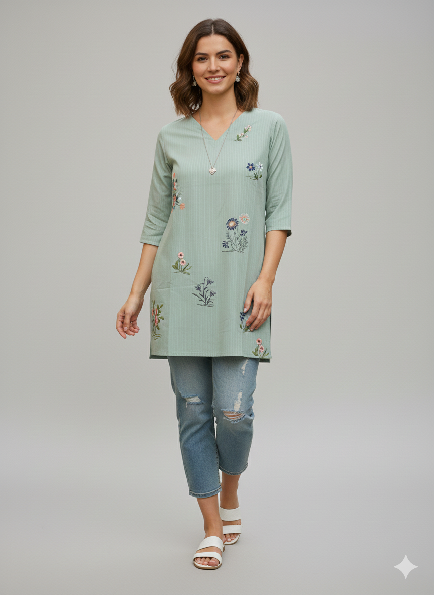 St023- Multi Embroidered Top