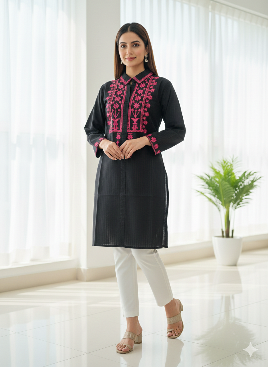 St081- Floral Embroided Top