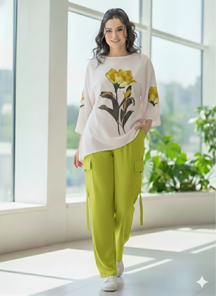 Cs003- Grip Floral T-Shirt With Cargo Trouser 2pc