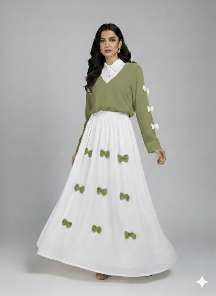 Cs017- 2pc Imported Grip Bow Style Maxi With Top