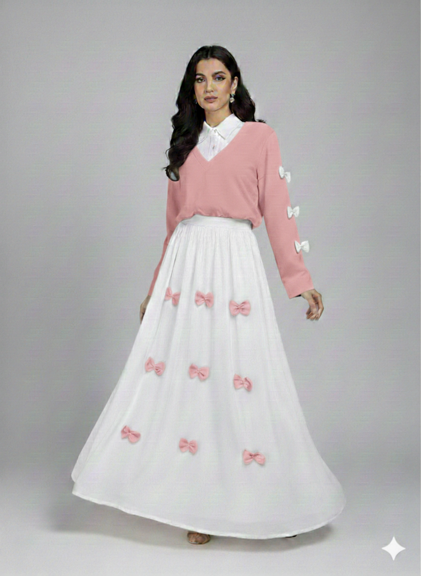 Cs017- 2pc Imported Grip Bow Style Maxi With Top