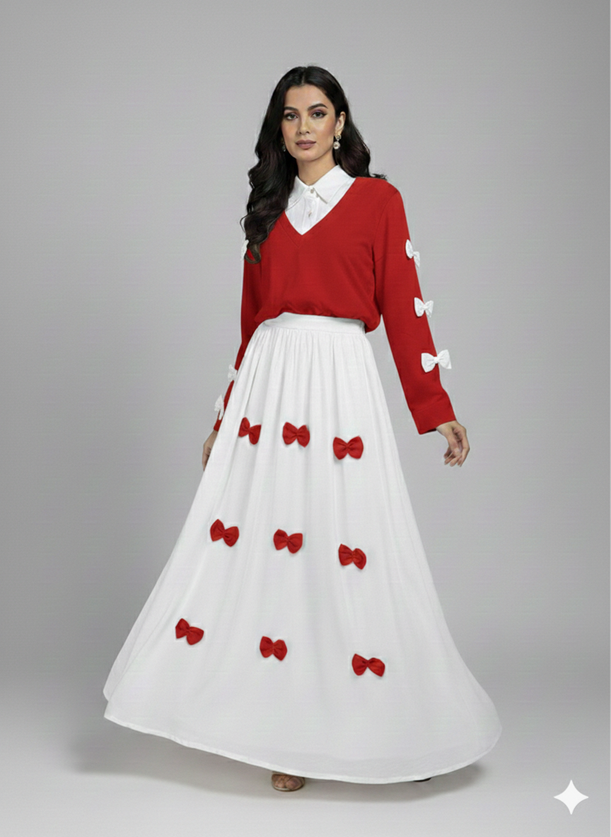 Cs017- 2pc Imported Grip Bow Style Maxi With Top