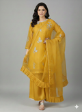Lf007- 3pc Organza Fancy Shirt With Flapper And Organza Dupatta