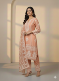 Lf019- 3pc Organza Embroidered Shirt With Dupatta And Trouser