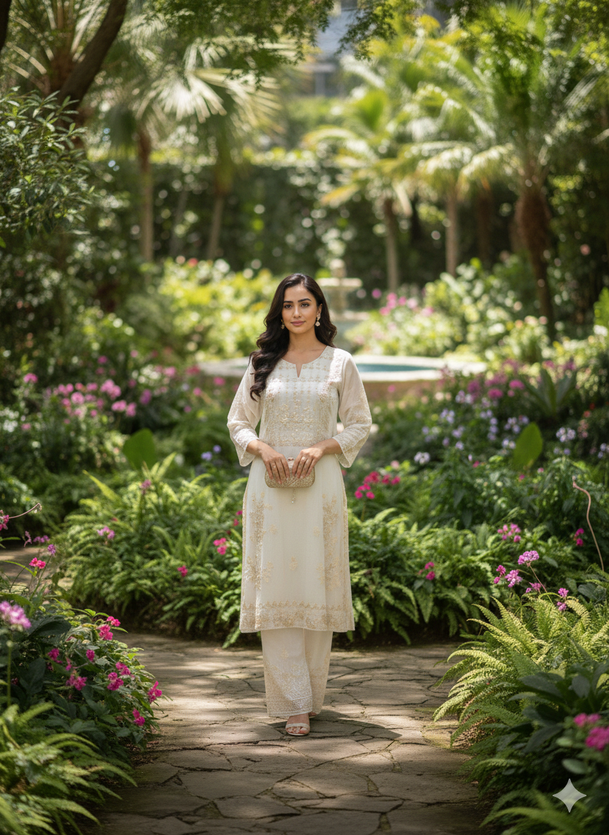 Lf025- 3pc Organza Working Shirt With Dupatta And Trouser