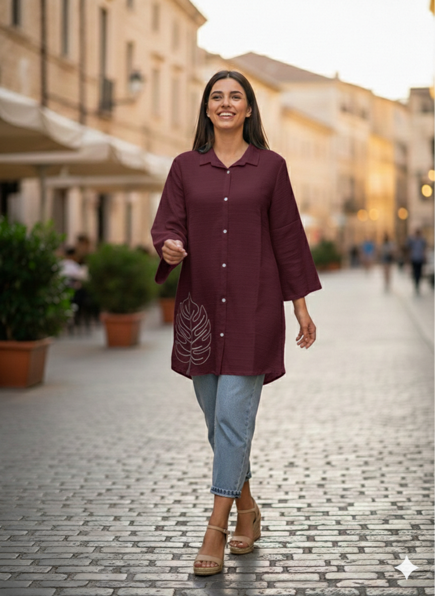 St066- Crush Embroidered Top