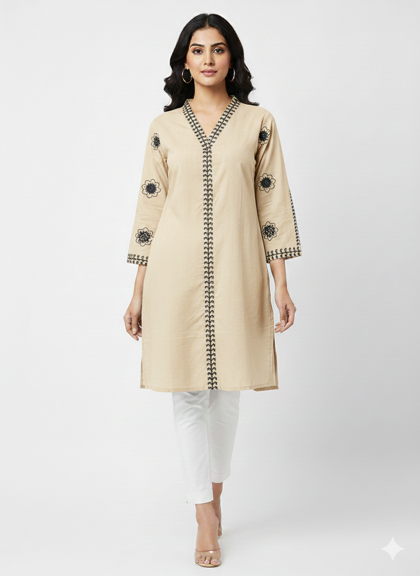 St067- Sleeves Embroidered Top