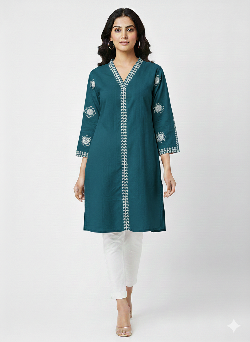 St067- Sleeves Embroidered Top