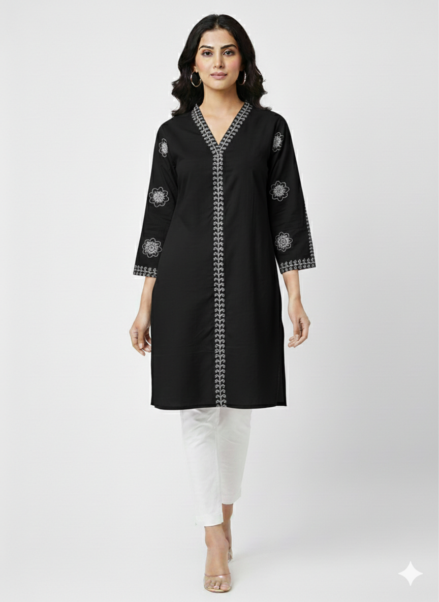 St067- Sleeves Embroidered Top