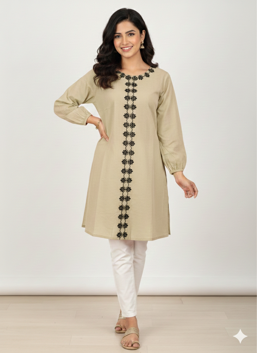 St068- Floral Embroidered Top