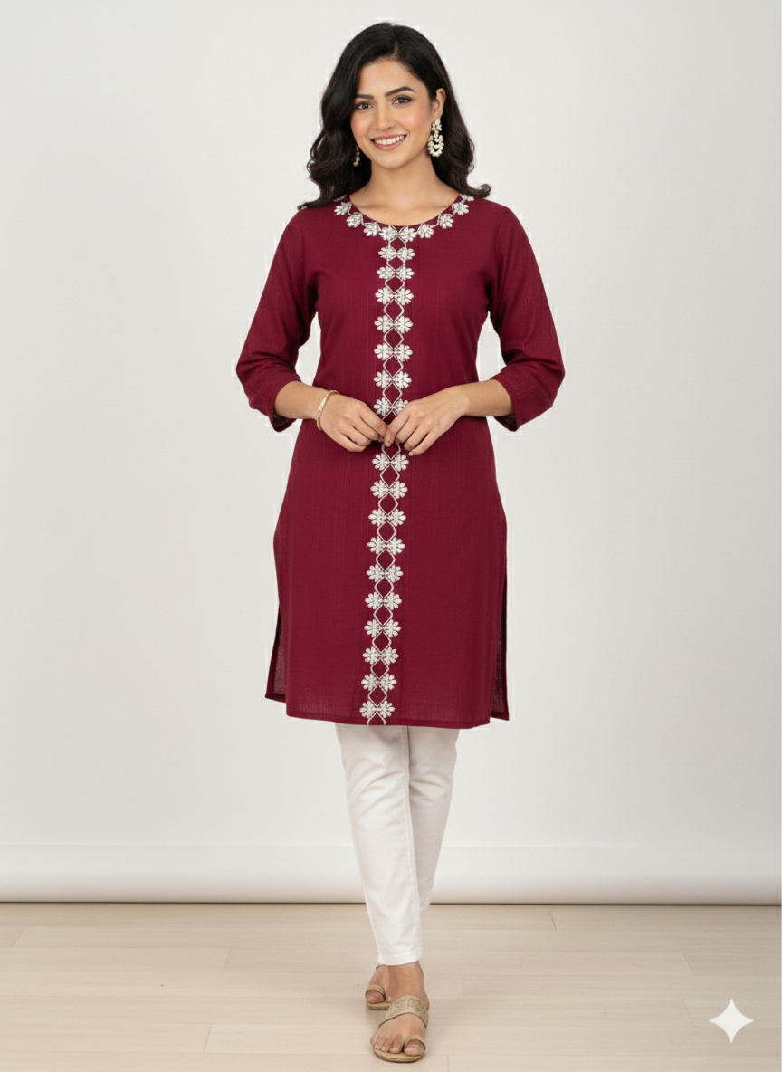 St068- Floral Embroidered Top