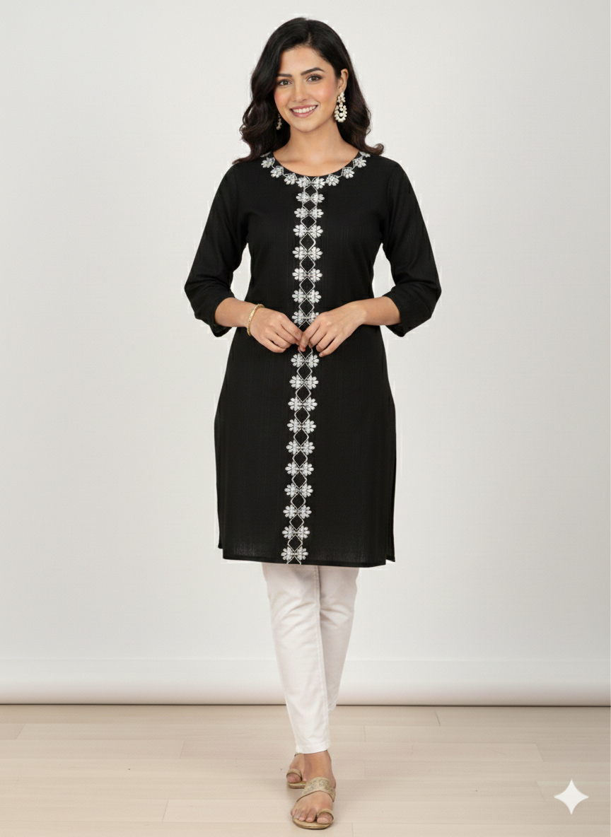 St068- Floral Embroidered Top
