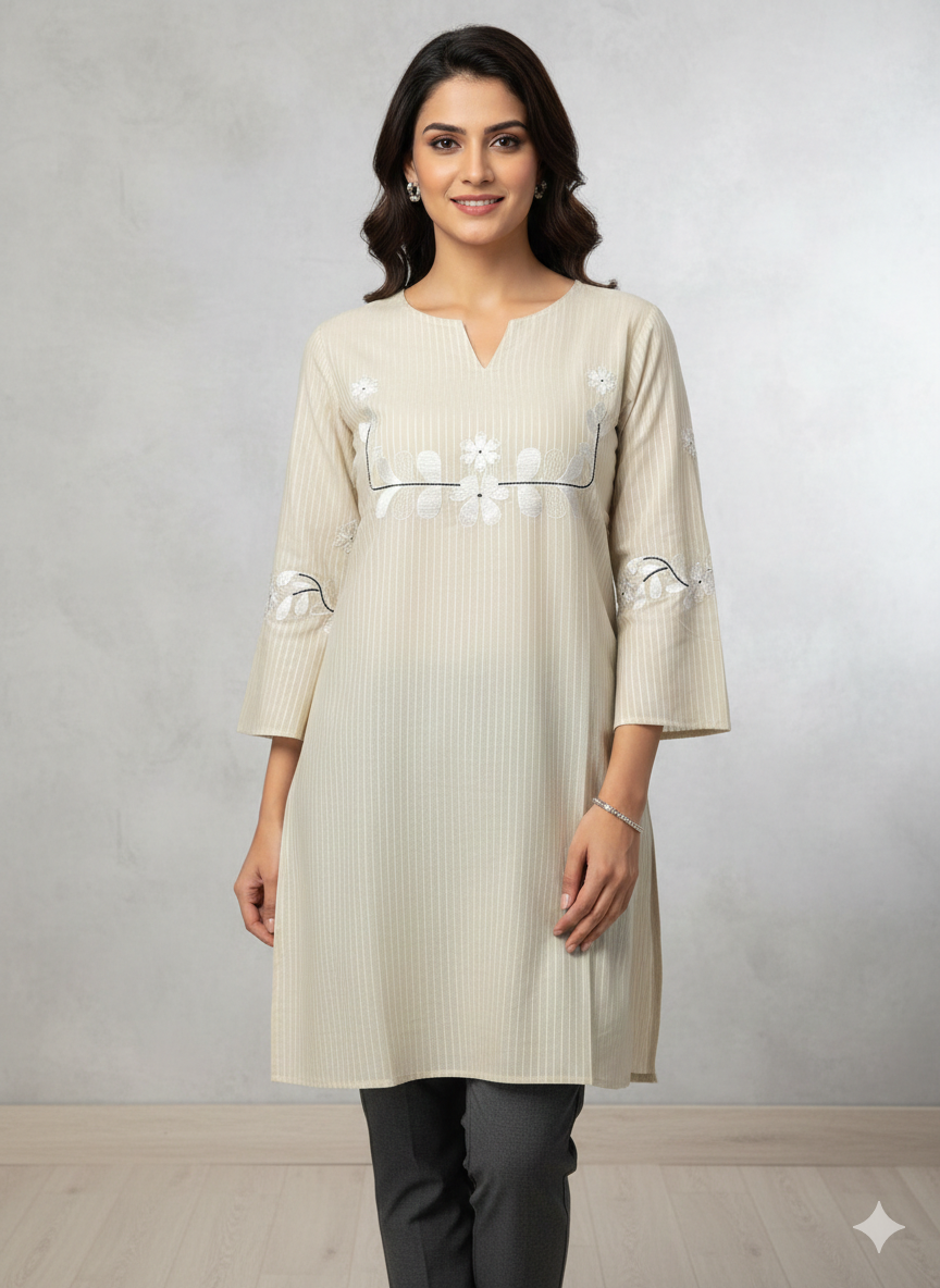 St070-Floral Embroidered Top