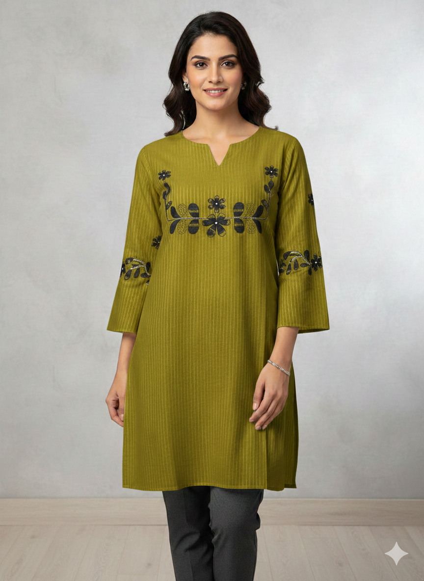 St070-Floral Embroidered Top