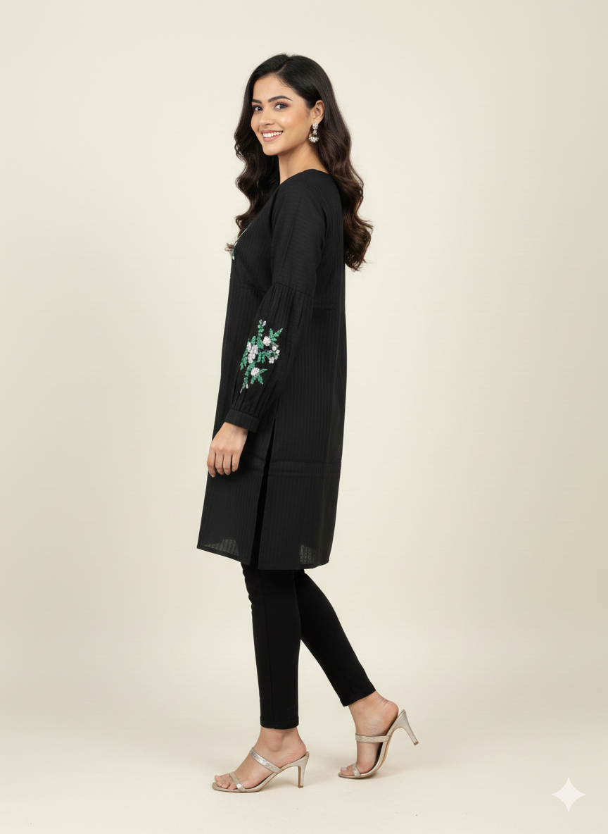 St074- Floral Embroidered Top