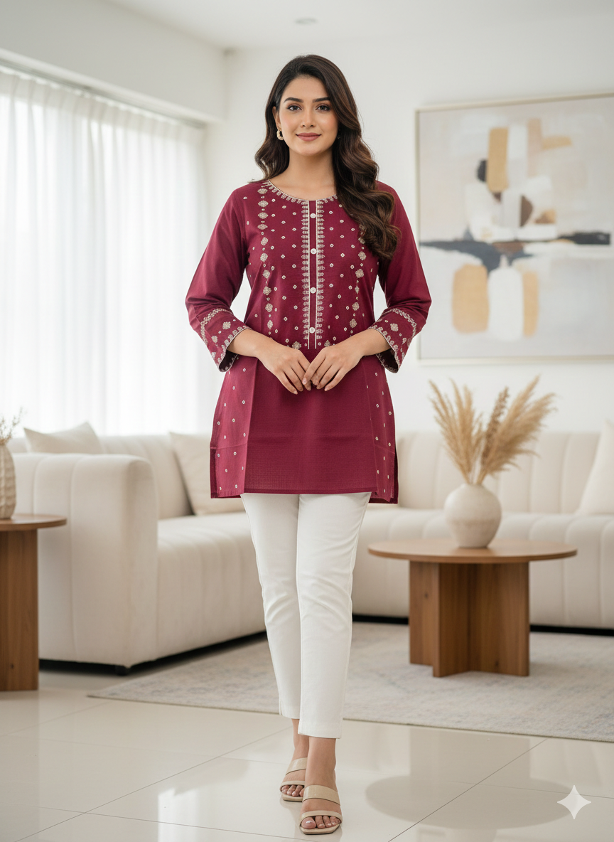 St080- Floral Embroidered Top