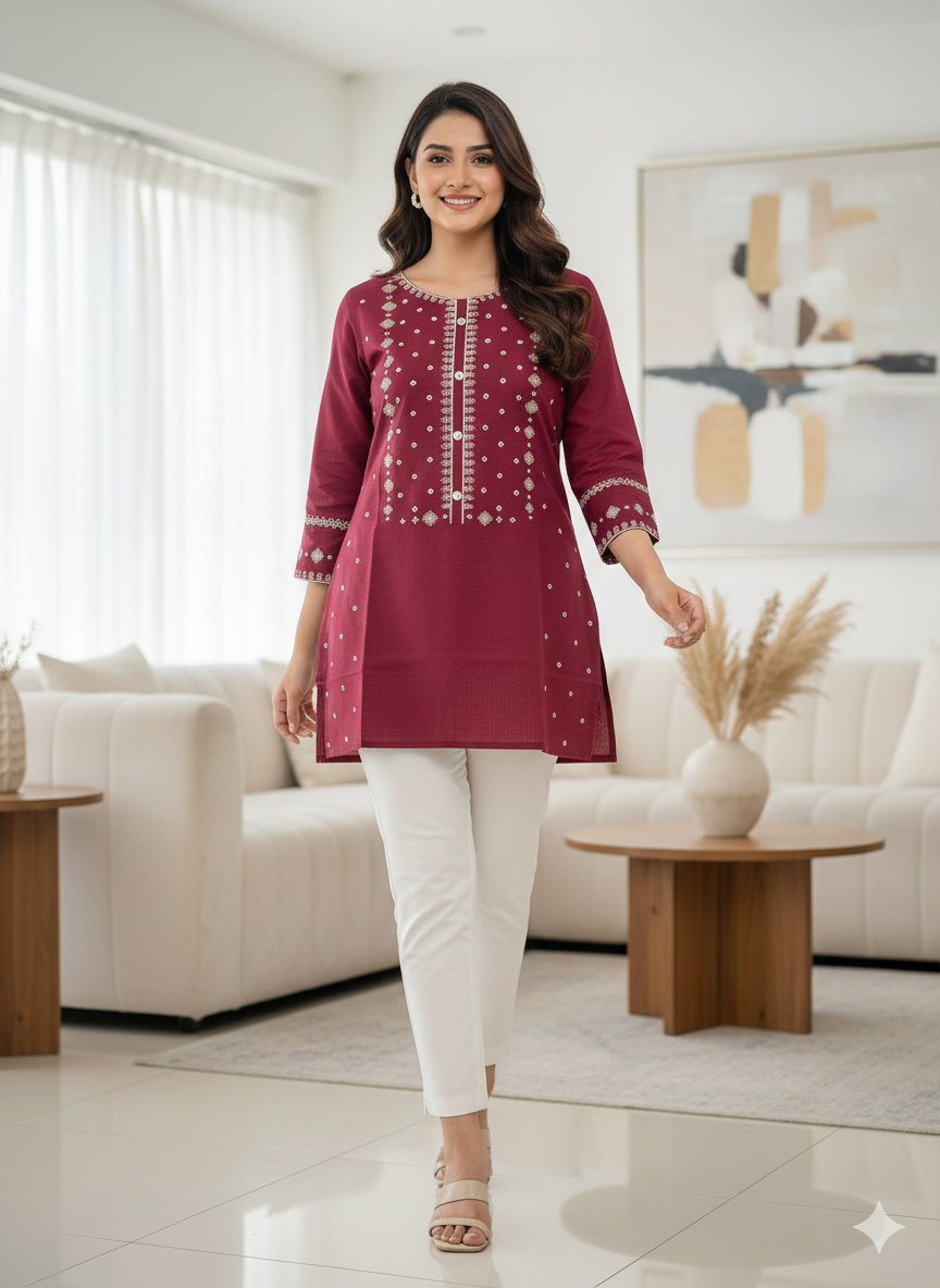 St080- Floral Embroidered Top