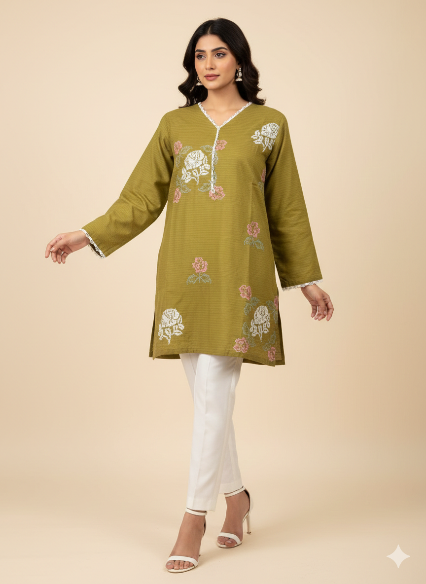 St085- Floral Embroidered Top
