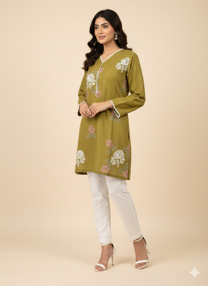 St085- Floral Embroidered Top