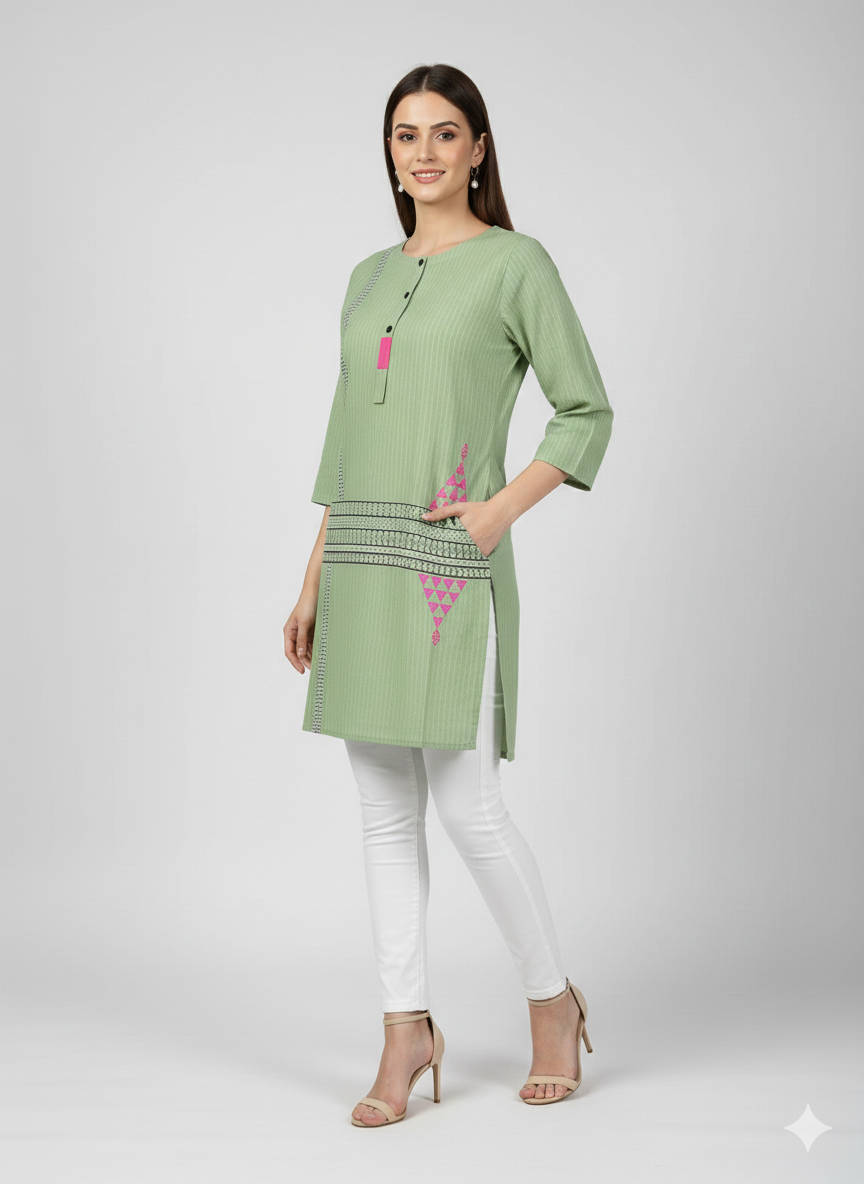 St087- Floral Embroidered Top