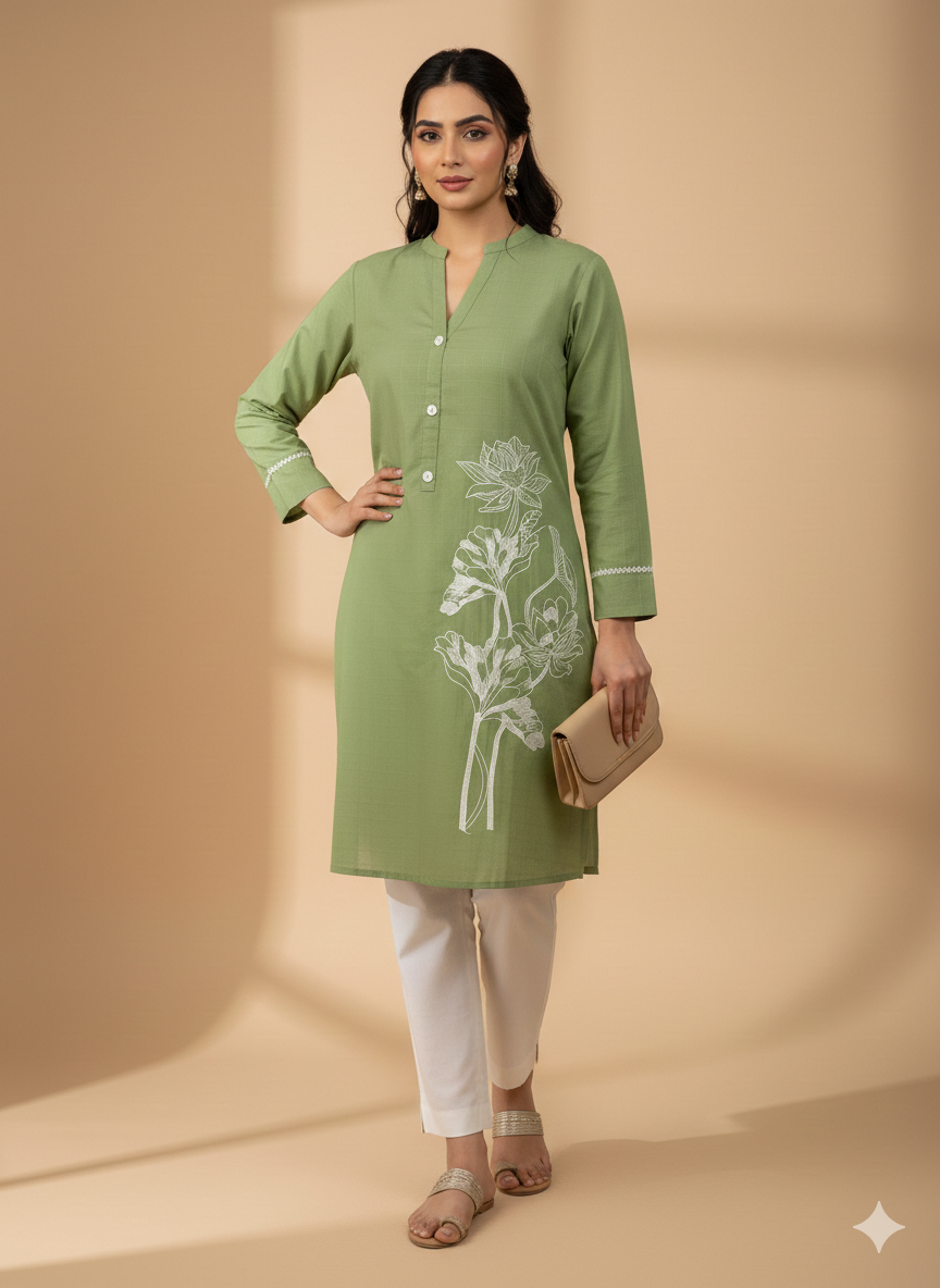 St088- Flower Embroidered Top