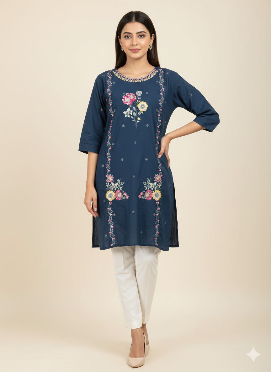 St089- Flower Embroidered Top