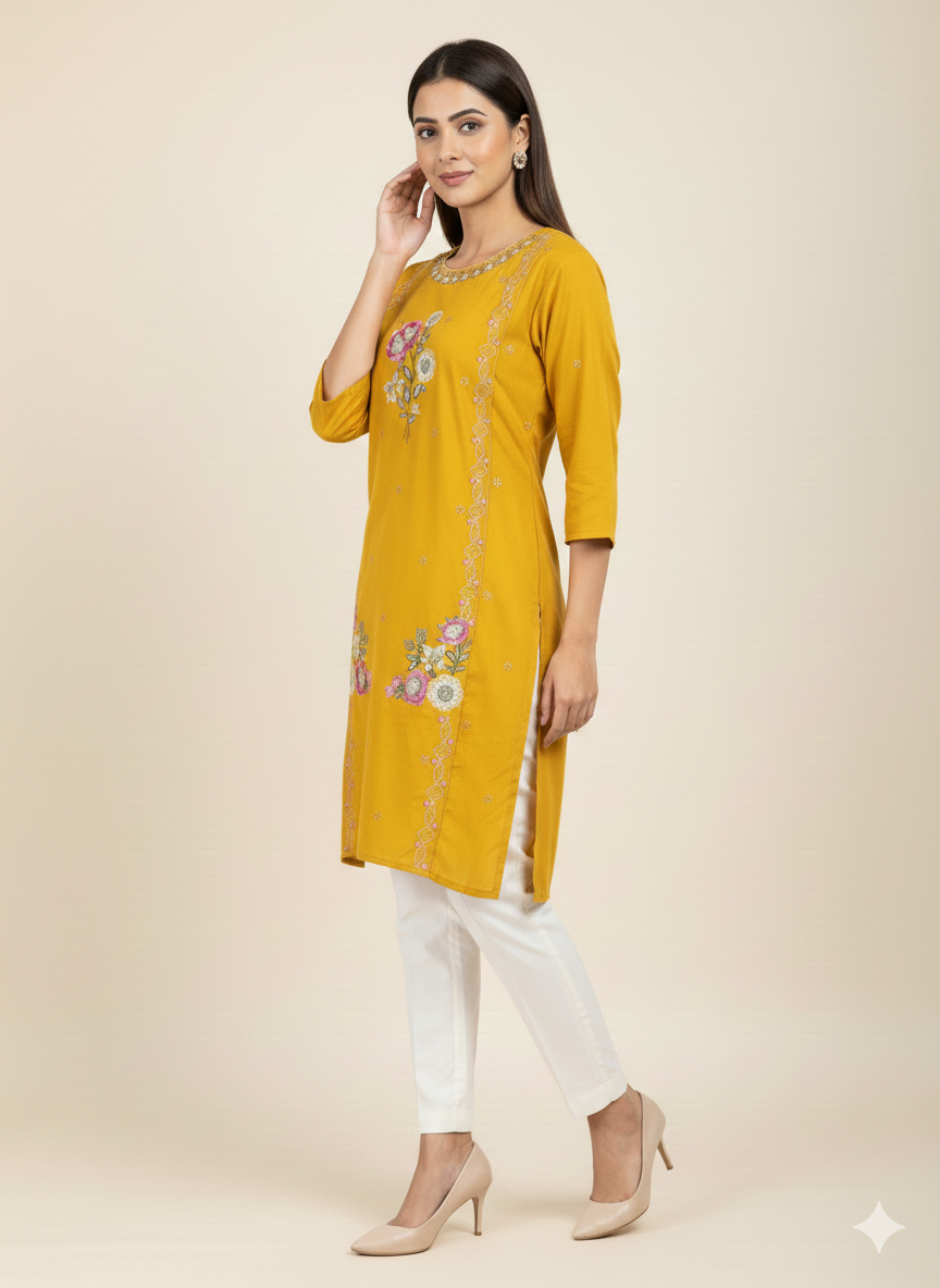 St089- Flower Embroidered Top