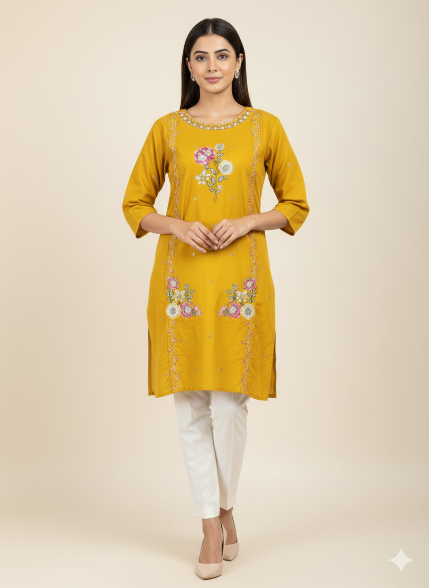 St089- Flower Embroidered Top