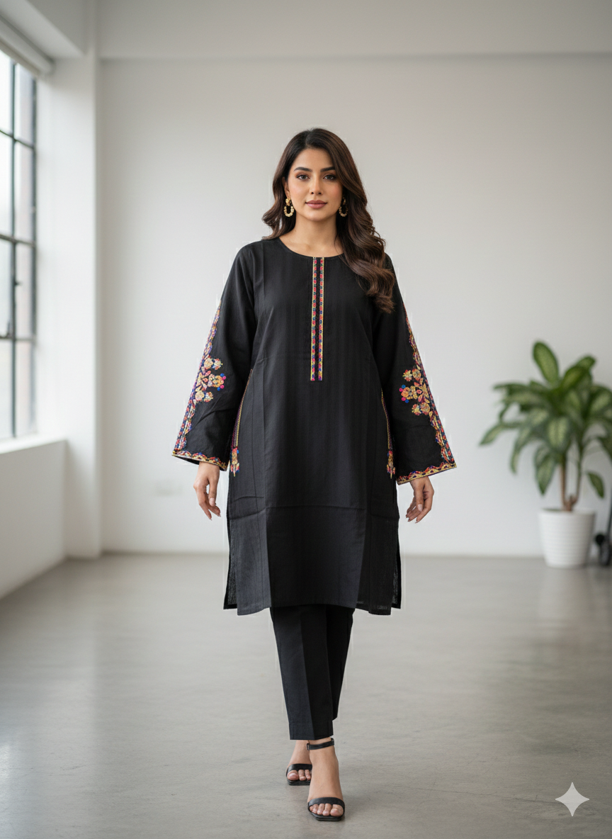 St092- Floral Embroidered Top