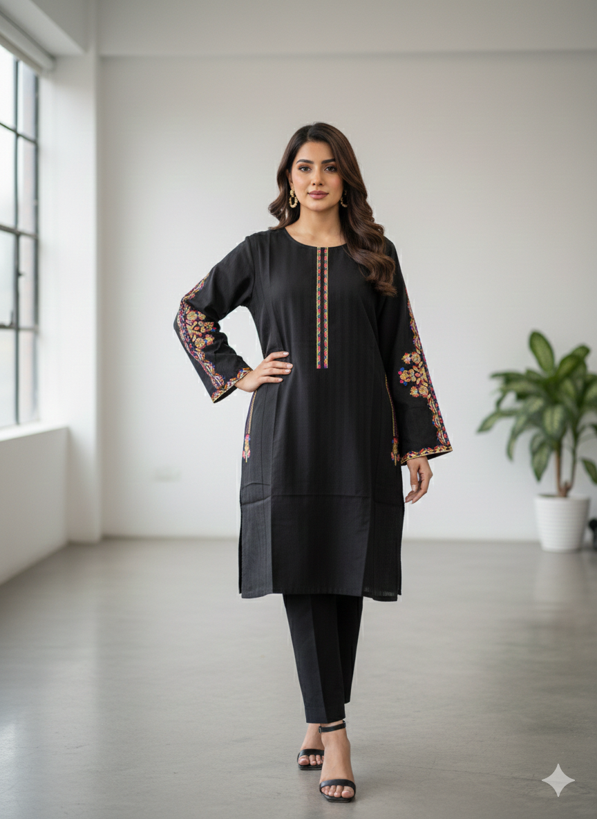 St092- Floral Embroidered Top