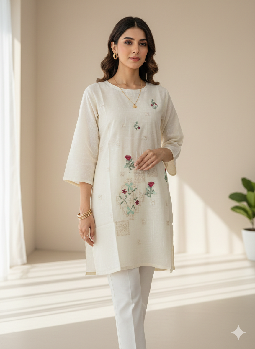 St093- Floral Embroiderd Top