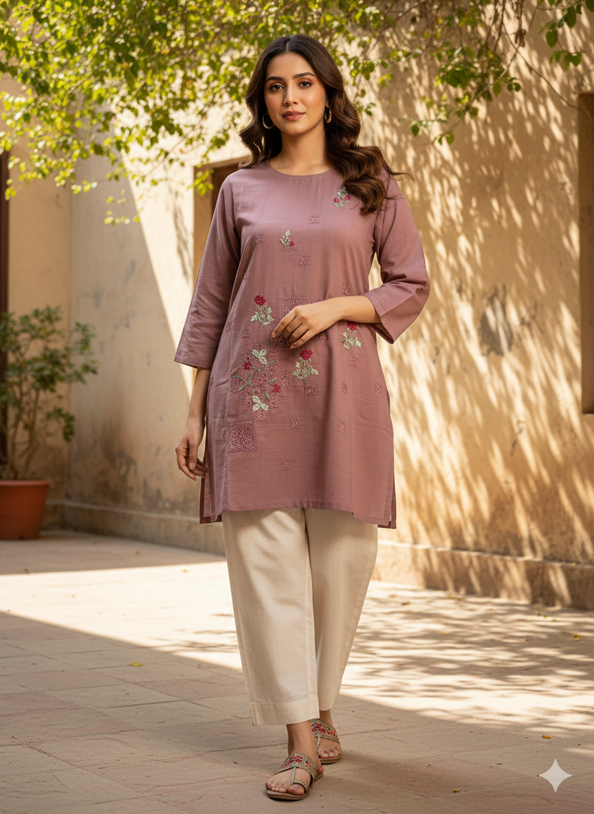 St093- Floral Embroiderd Top