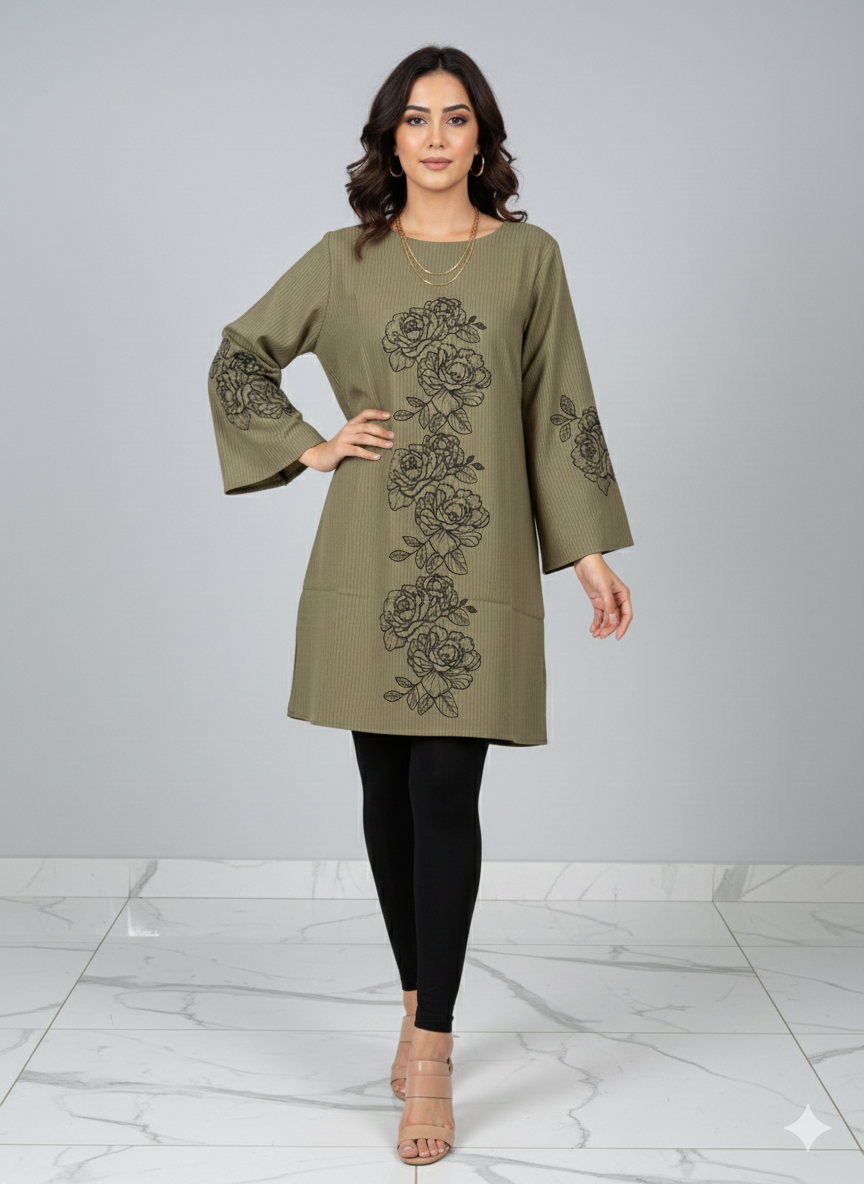 St054- Floral Embroidered Top