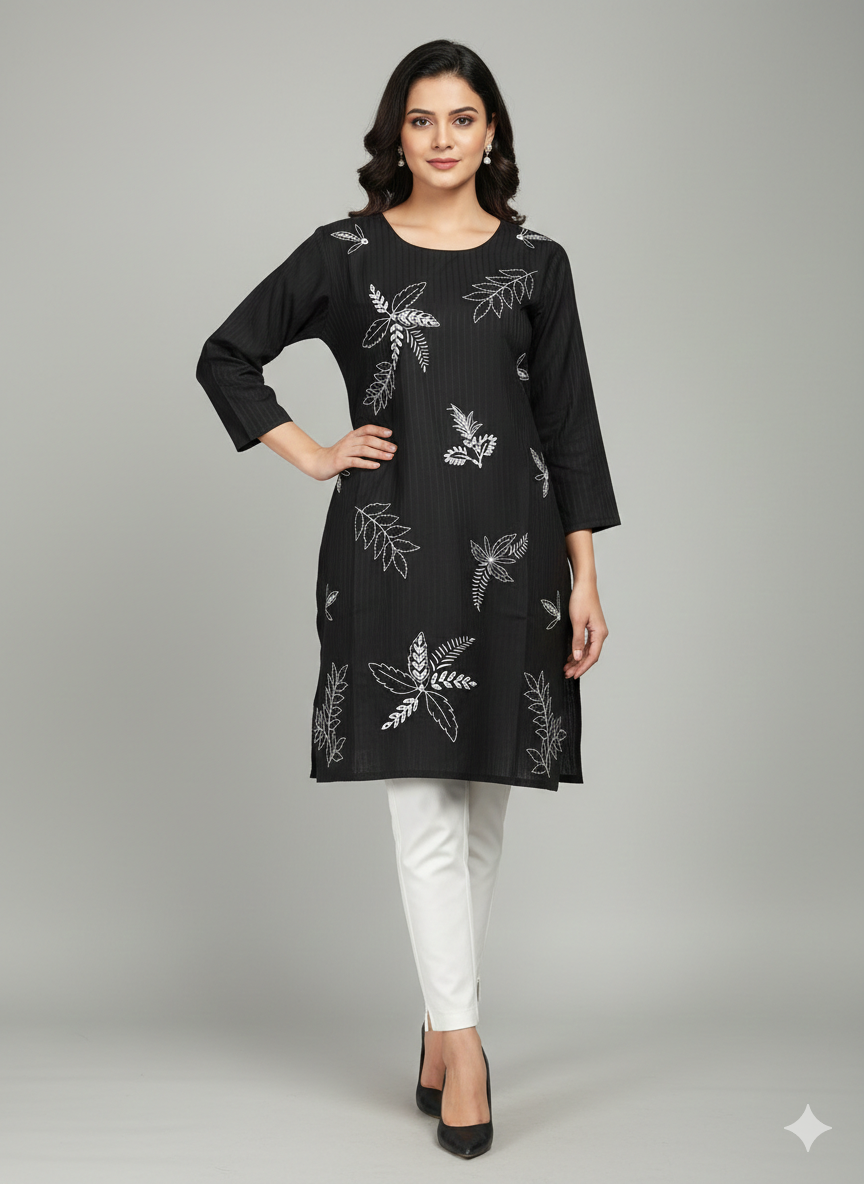 St096- Flower Embroidered Top