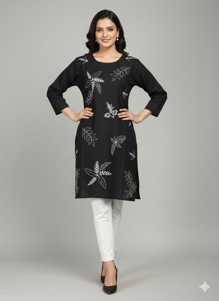 St096- Flower Embroidered Top