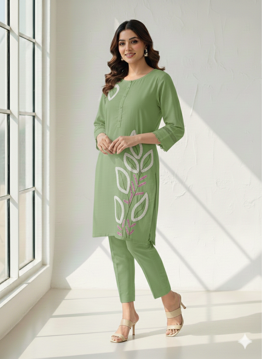 St100- Flower Embroidered Top