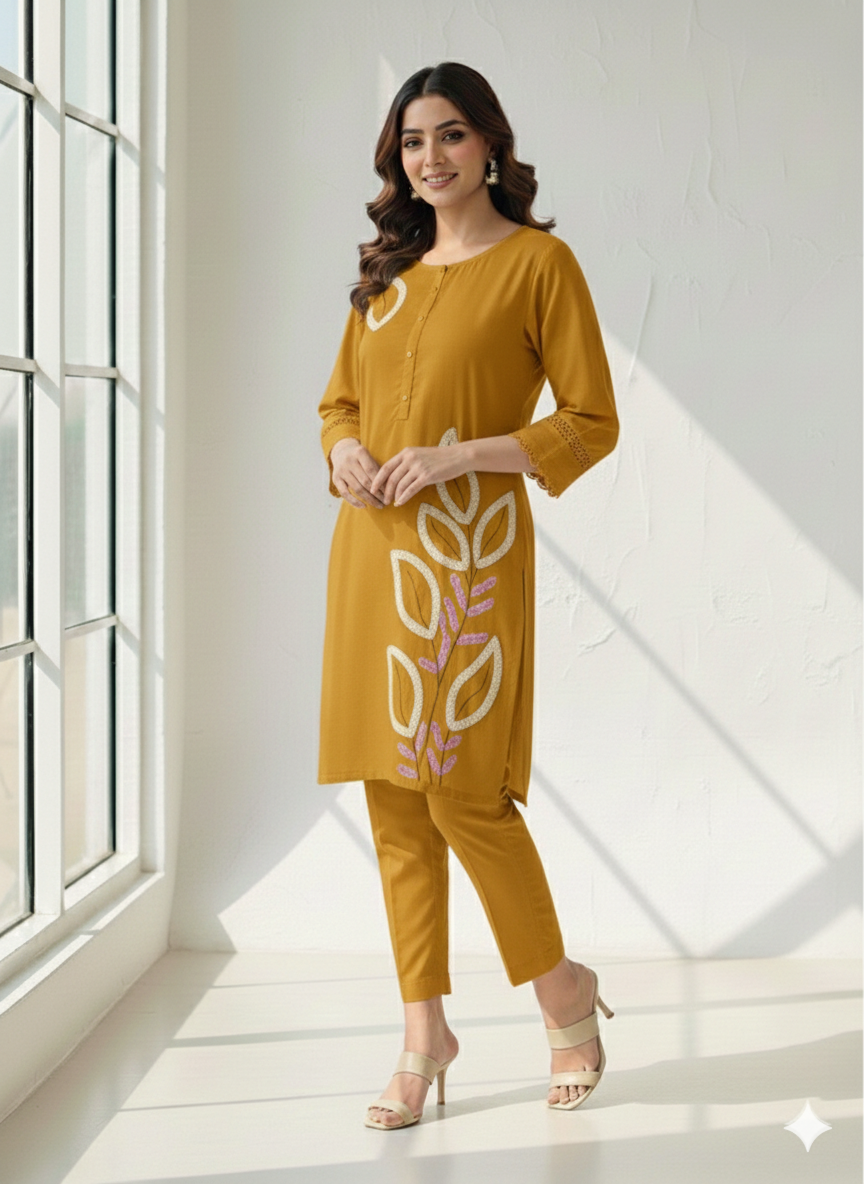 St100- Flower Embroidered Top
