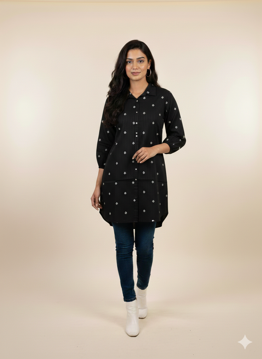 St101- Floral Embroidered Top