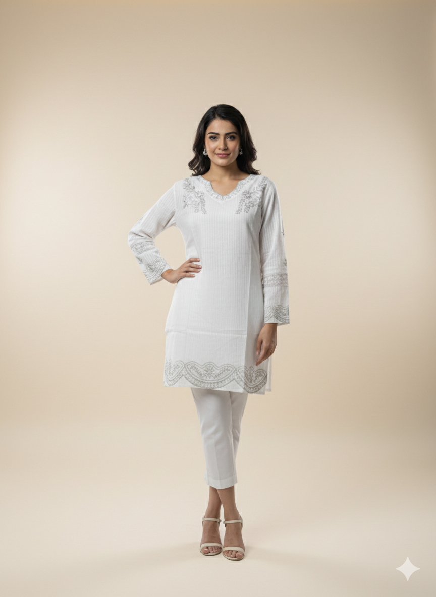 St104- Floral Embroidered Top